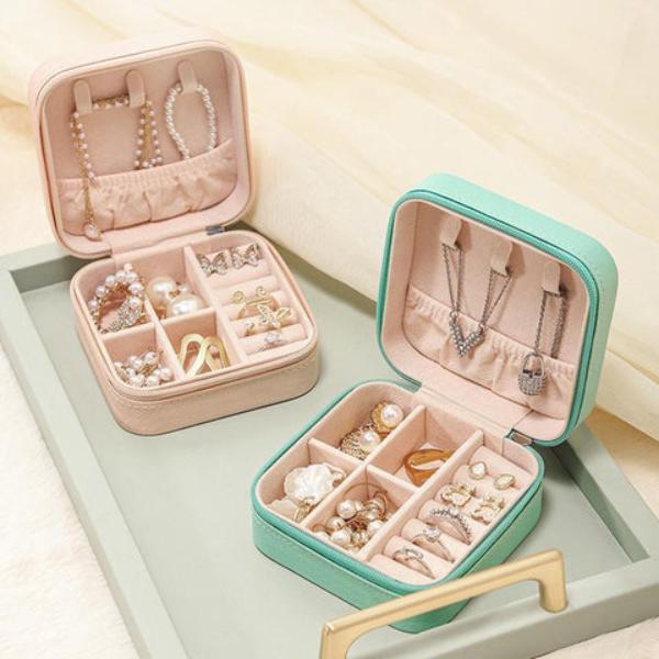 Mini Jewelry Box Mint Green Velvet Lining