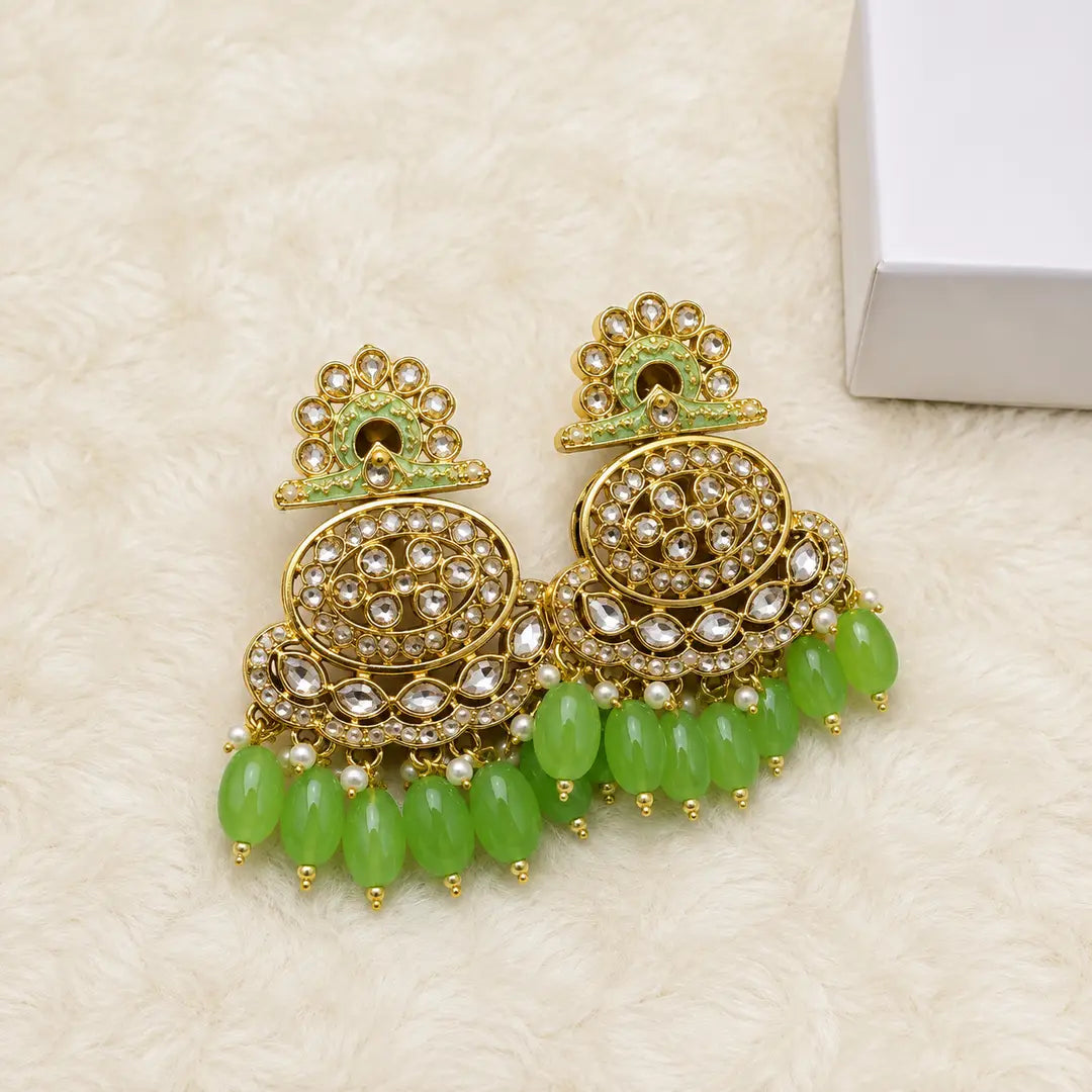 Flash Design Gold Plated Artificial Stones Earrings