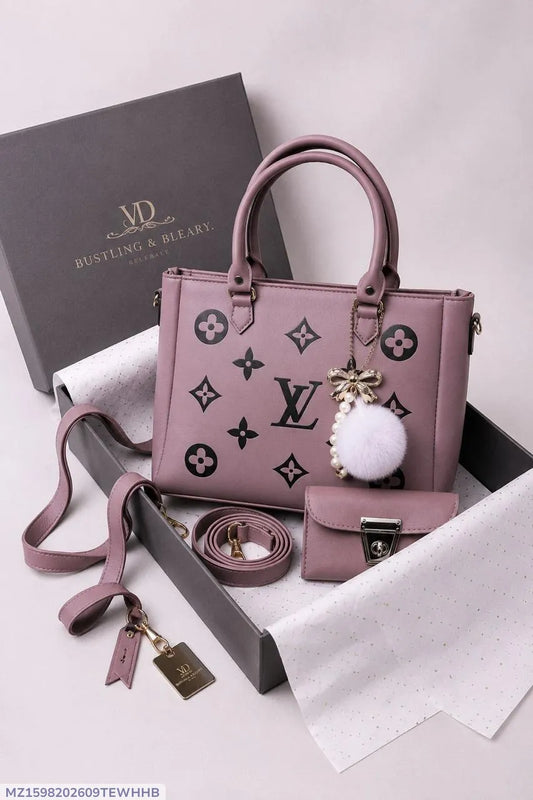 Women's Leather Plain Hand Bag Set