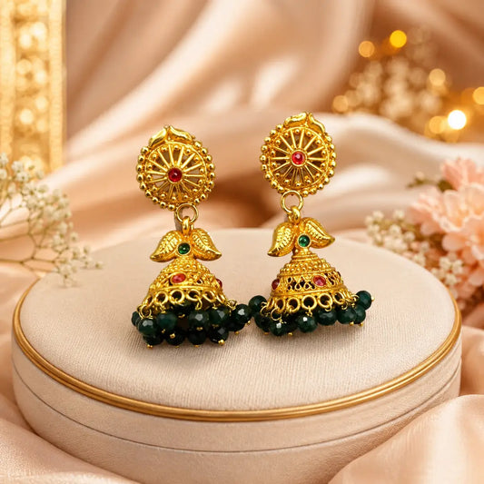 Flash Design Gold Plated Artificial Stones Jhumka