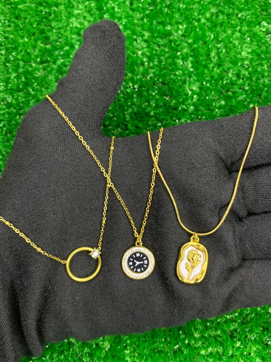 Pack of 3PCS Multi Layered Gold Plated Pendants