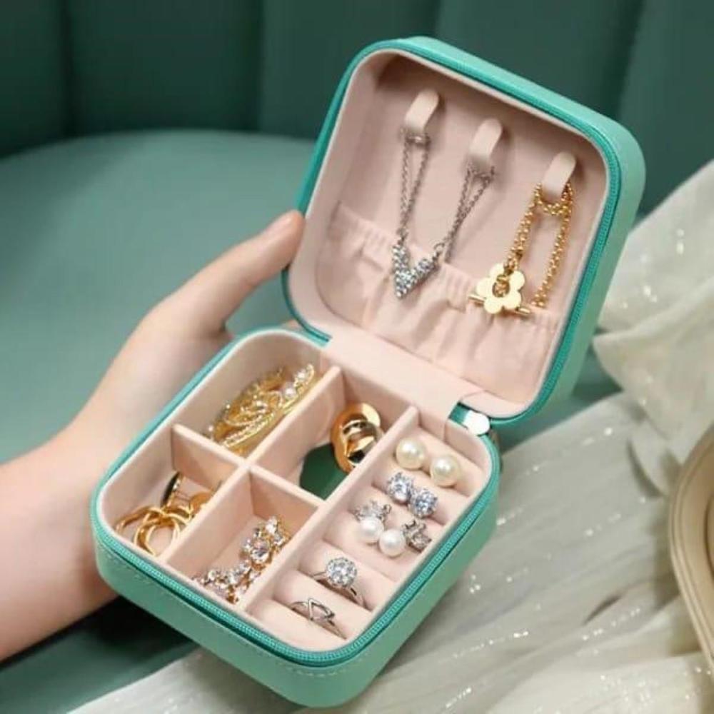 Mini Jewelry Box Mint Green Velvet Lining