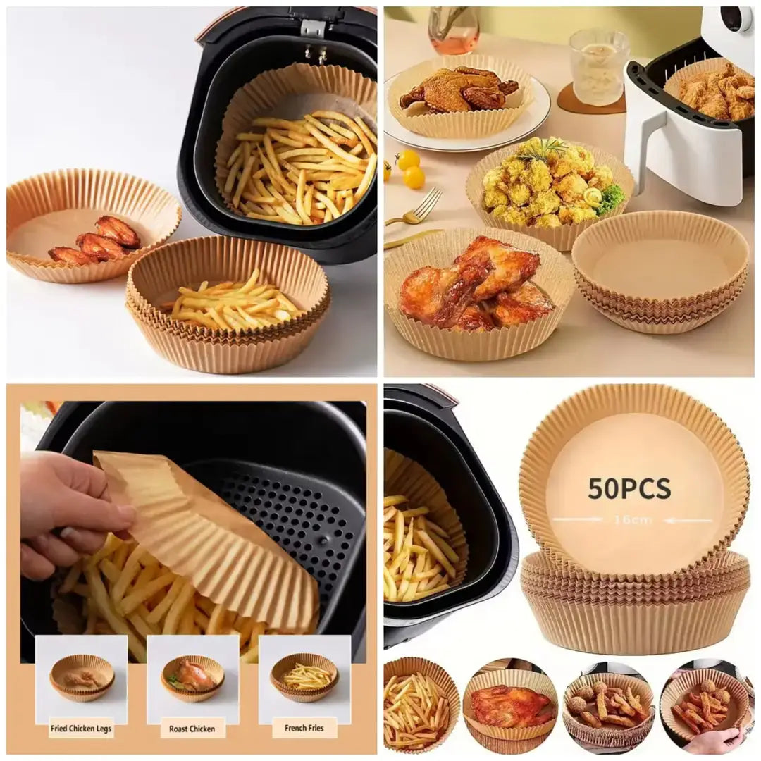 Air Fryer Disposable Paper Liner Plates- 50 Pieces