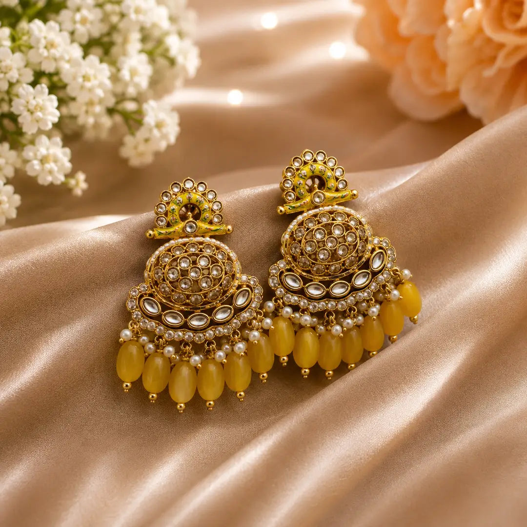 Flash Design Gold Plated Artificial Stones Earrings