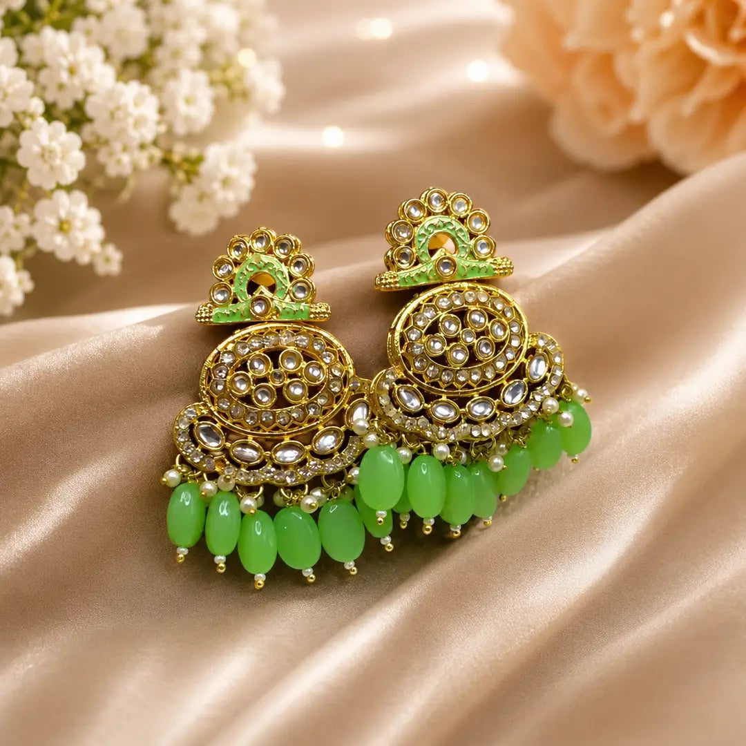 Flash Design Gold Plated Artificial Stones Earrings