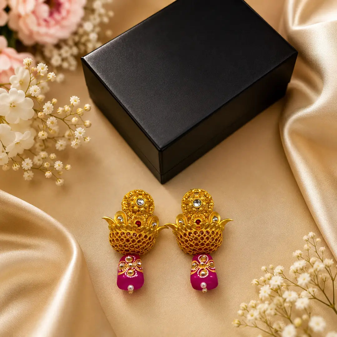 Flash Design Gold Plated Artificial Stones Earrings