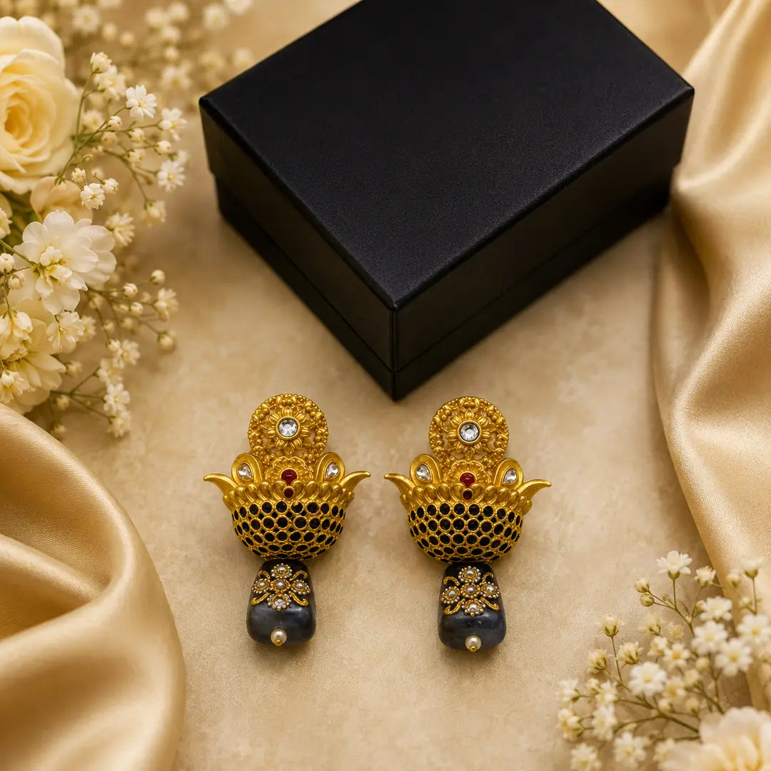 Flash Design Gold Plated Artificial Stones Earrings