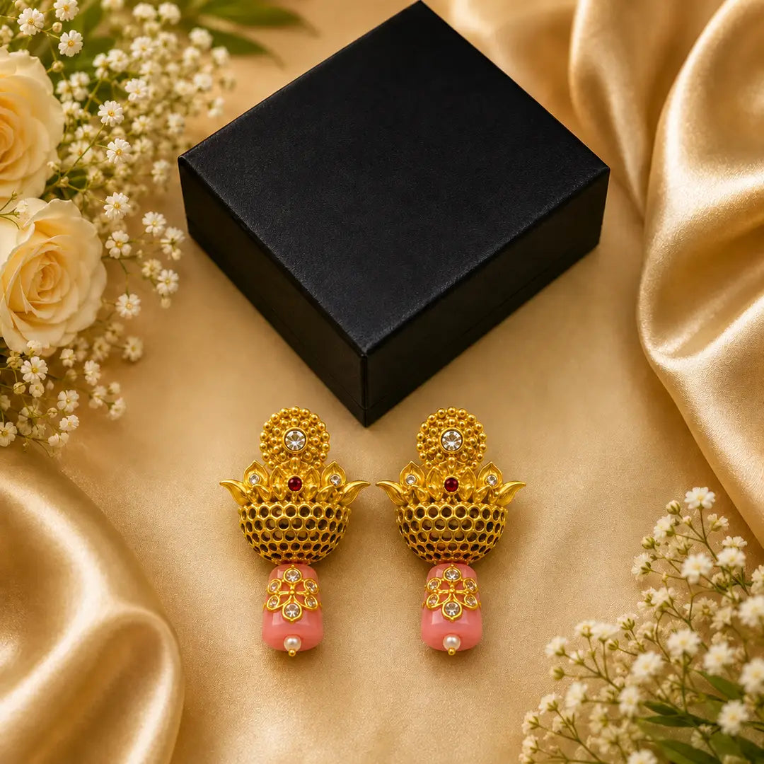 Flash Design Gold Plated Artificial Stones Earrings