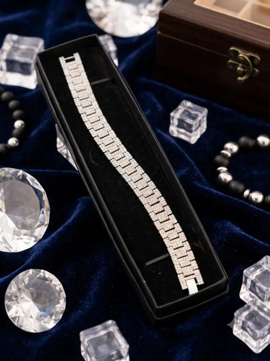 Luxury Iced-Out Zircon Bracelet for Men & Women – Premium Gold/Silver Plated Adjustable Bracelet